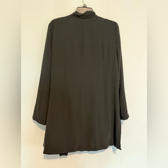 Eileen Fisher Open Front Cardigan Womens Size L Black Silk W/ Silk Lining - Picture 5 of 5